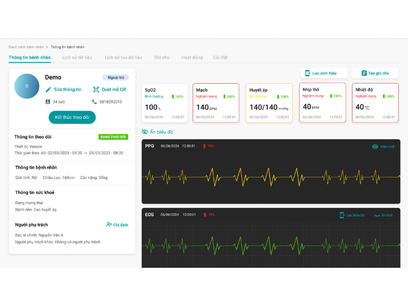 Thu thập và đồng bộ dữ liệu ECG, huyết áp, SpO₂